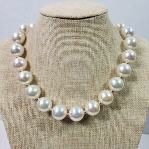 Vintage Statement Necklace BIG Faux Pearls 18 Inch